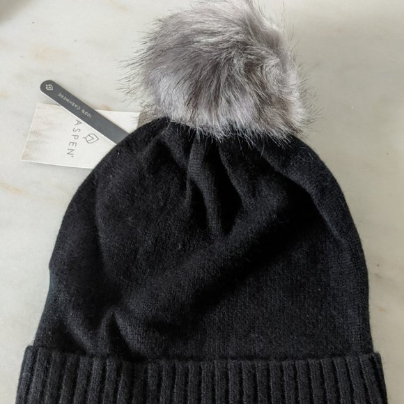 Black Cashmere Slouchy Beanie Hat main image 7